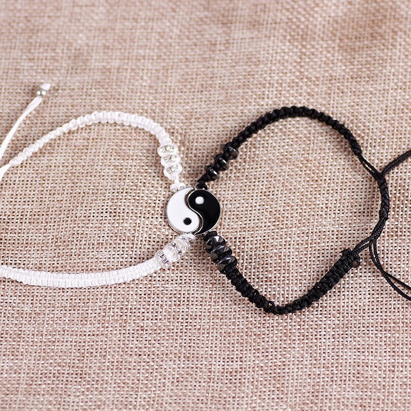 1 Paar Paar Armband Chinese Retro Tai Chi Gossip Verban Pech Hand Geweven Touw Bff Beste Vriend Vriendschap Sieraden