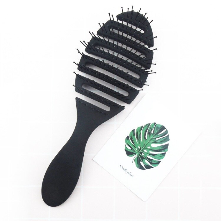 wet brush Comb tool barber Hair Brush Hair Styling Tools Anti Tangled Anti-static Head Massage Hairbrush Magic Comb: Black