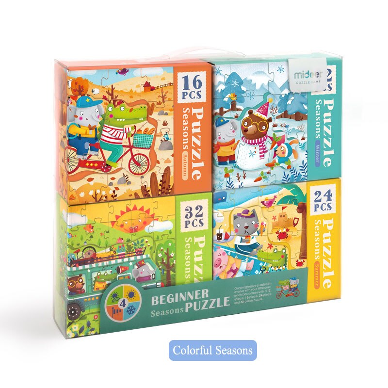 Mideer Puzzels Voor Kinderen Kinderen Speelgoed Papier Puzzel 16/32Pcs Cartoon Dieren Educatief Speelgoed Voor Kinderen Puzzel Doos> 3 Y: colorful seasons