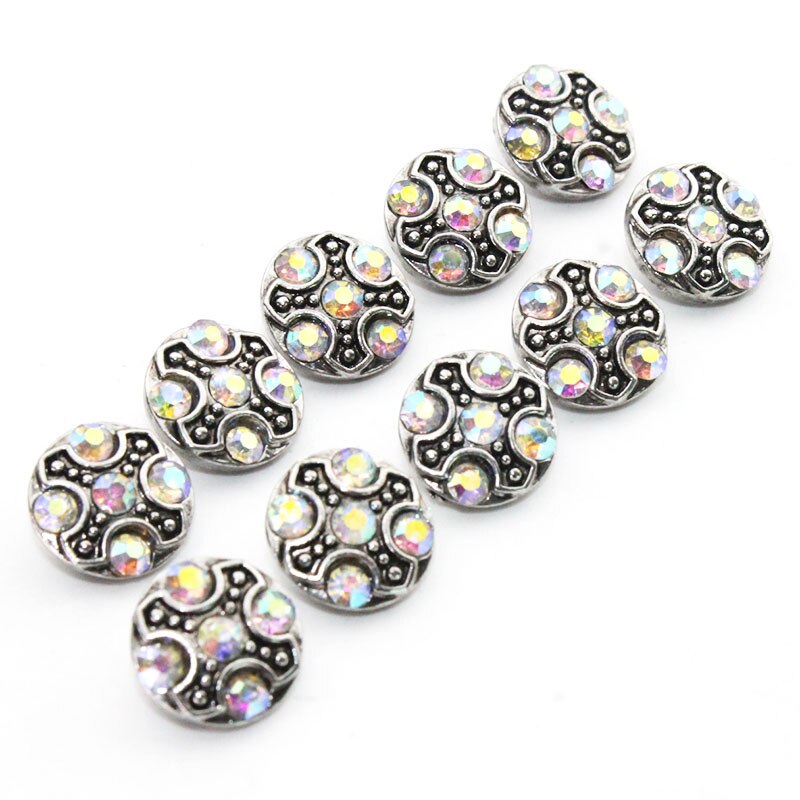 8 Farben 10 teile/los Kristall 12mm Strass Metall Snaps Taste Für frauen Armband Metall Snap Ohrringe Schmuck: multi colour