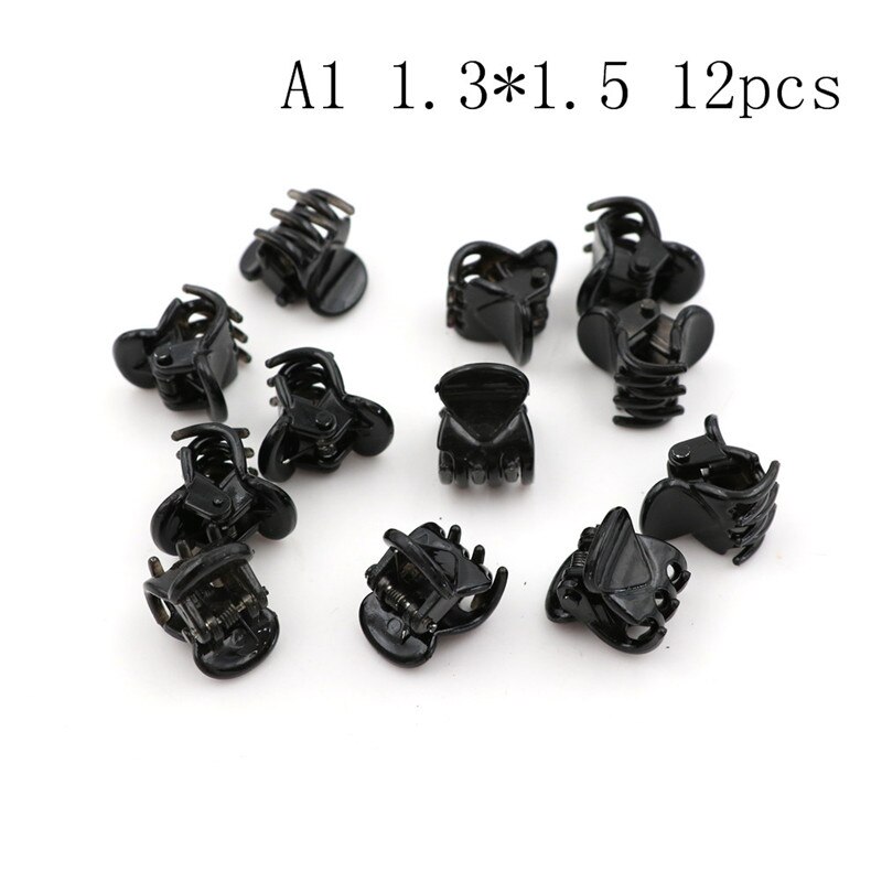 12pcs/set Plastic Mini Hairpin Hair Clip Clamp For Girls Hair Claw Clips For Kids Simple Hair Ornament: A1