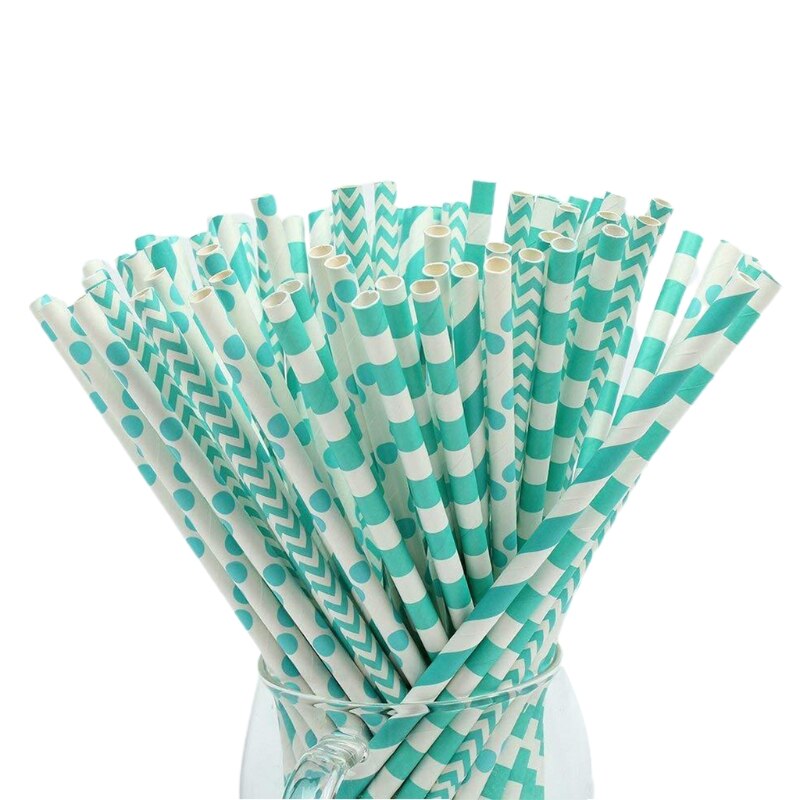 100 Pcs Party Papier Rietjes Streep Dots Sterren Wegwerp Papier Rietjes Voor Feestartikelen Verjaardag Bruiloft Biologisch Afbreekbaar: C