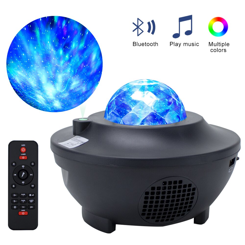 Led Star Night Light Music Starry Water Wave Led Projector Licht Bluetooth Kleurrijke Sound-Activated Sterrenhemel Projector Lamp