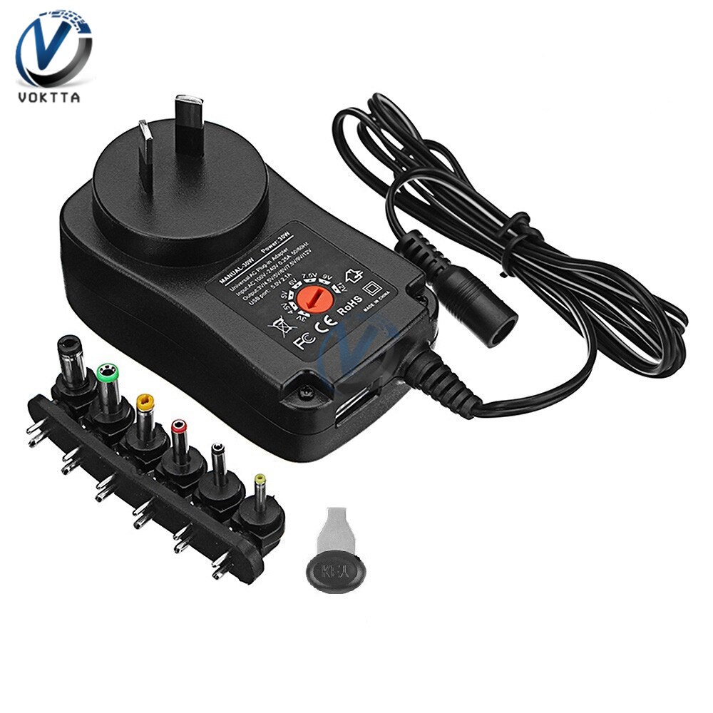 thumbnail image 2 of 12W AC 100V-240V Adapter DC 3V 4.5V 5V 6V 7.5V 9V 12V 1A Adjustable 2 of 14