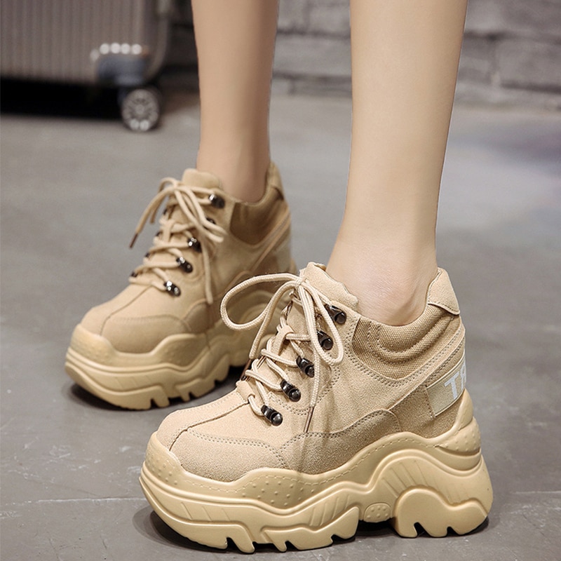 Vrouwen Hoge Platform Schoenen Ademende Vrouwen Hoogte Toenemende Schoenen 12 CM Dikke Zool Trainers Sneakers Vrouw Deportivas Mujer