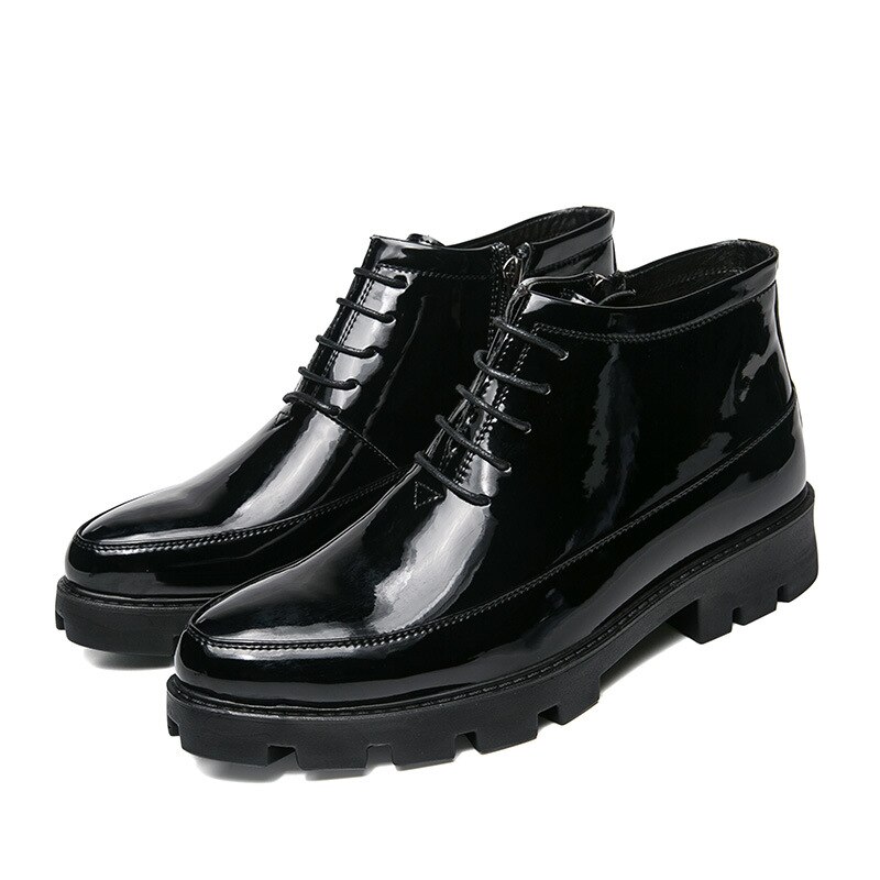 Hidden Heels 6cm Patent Leather Boots Men Autumn Black Cowboy Boots Mens Dress Boots Botas De Trabajo54