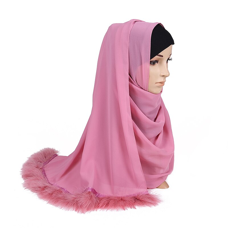 Veren chiffon sjaal hijab dons bubbelsjaal luxe populaire kwastjessjaals sjaal moslim sjaal 170 x 75cm