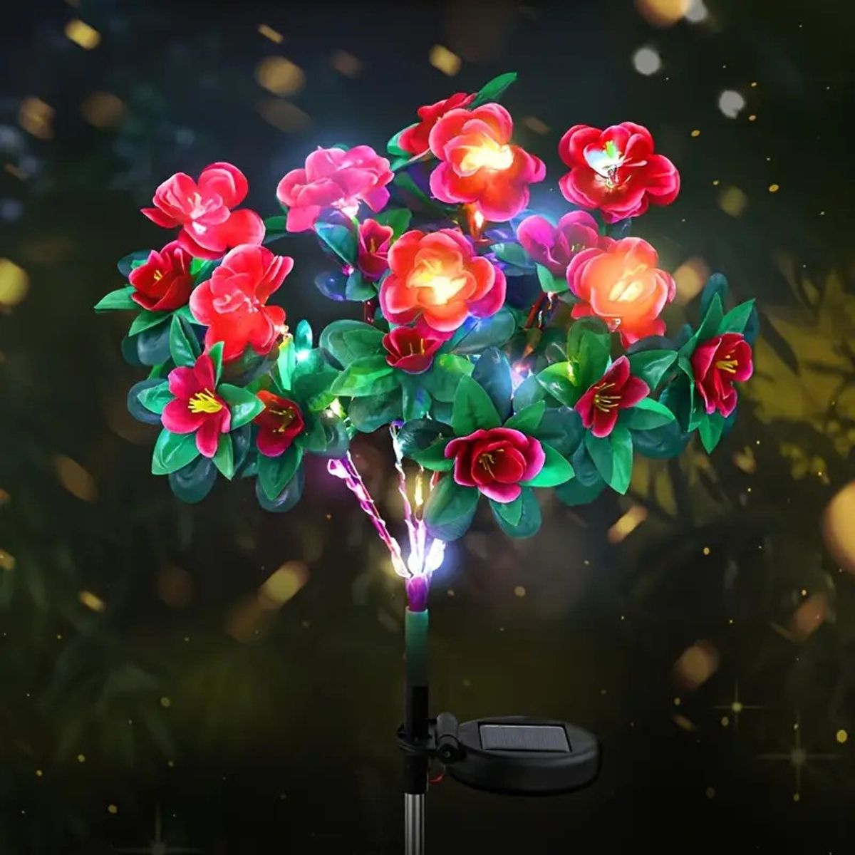 LED lumière solaire étanche azalée fleurs solaires lampe extérieure décorative pour jardin cour pelouse chemin éclairage mariage décor: orange / 0-5W