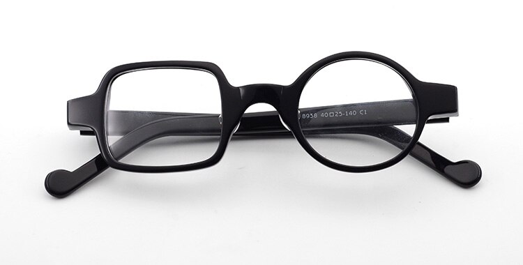 Montura de anteojos cuadrada redonda y pequeña, lentes de acetato con borde completo, transparentes, Estilo Vintage: Black