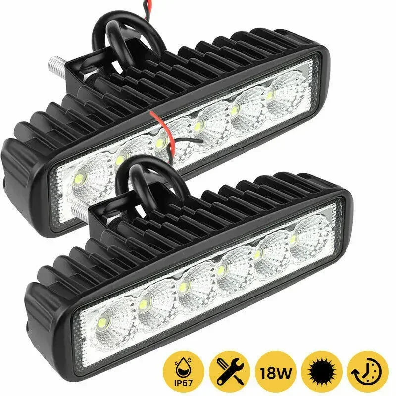 2PCS 18w 6 LED Auto Arbeit Licht DRL Scheinwerfer Hohe Helle Wasserdichte Auto Offroad SUV Lkw Scheinwerfer fahren Lampe 12V 24V 6000K