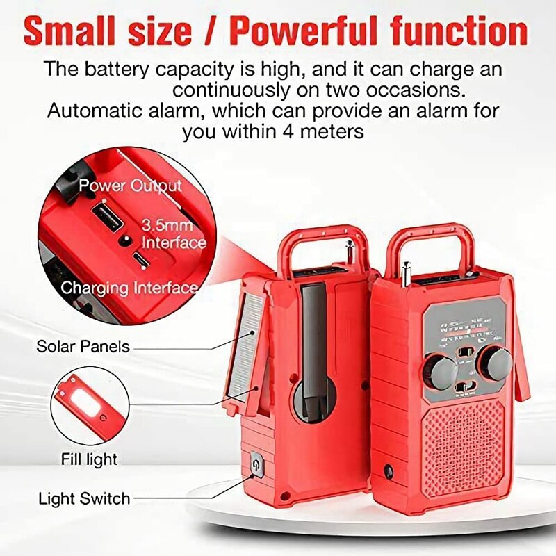 Solar Dynamo Crank Radio, AM/FM Crank Radio Rechargeable Dynamo Radio Portable Multifunction Emergency Radio