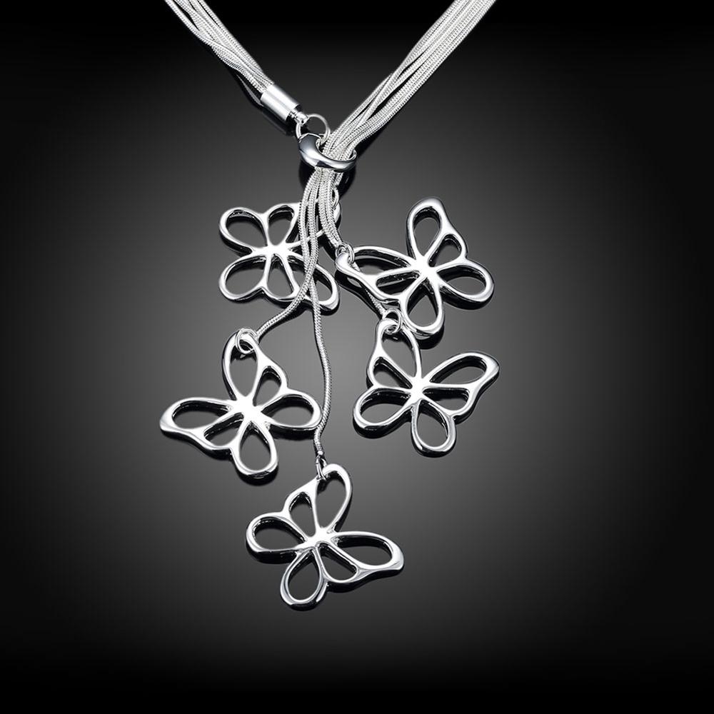 Collar de plata 925 con colgante de cinco mariposas para mujer, joya de , de joyería Glamour