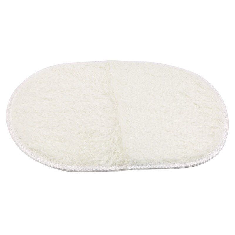 Kort hår fortykket silkeuld sødt ovalt tæppe skridsikkert hjem stue soveværelse tæppe spisestue gulvmåtte: Hvid