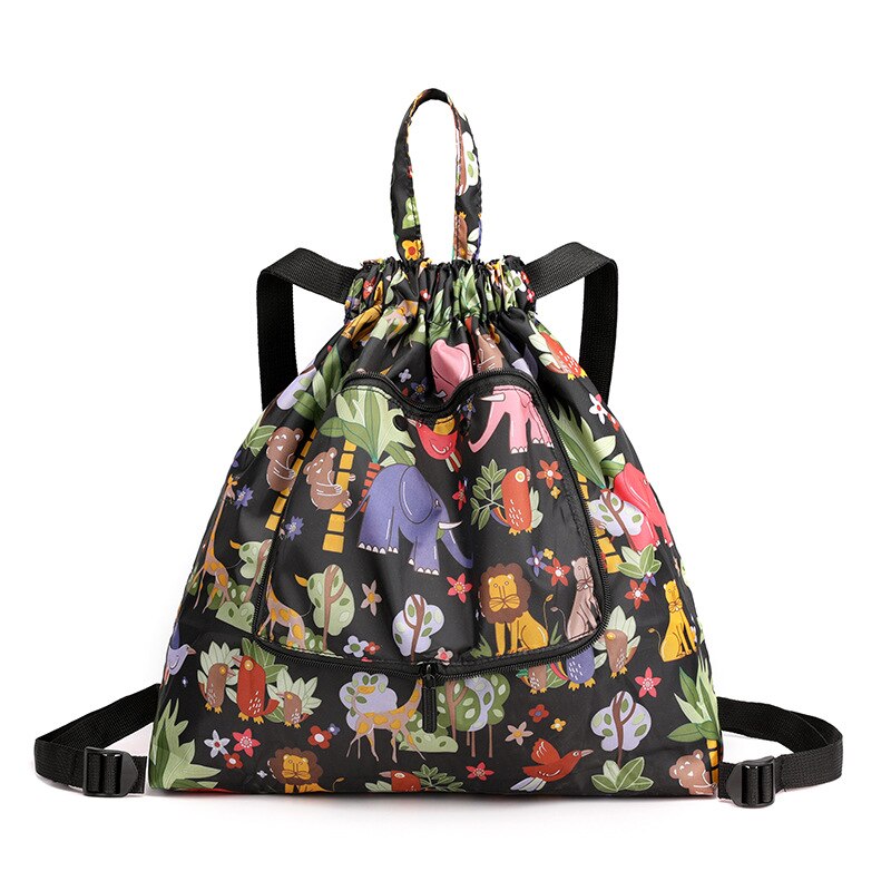 Sac à dos étanche à cordon coulissant pour femmes et hommes, avec motif de feuilles, de sport en plein air, de Fitness, d'entraînement, de gymnastique, de surf, de rangement de chaussures: Zoo
