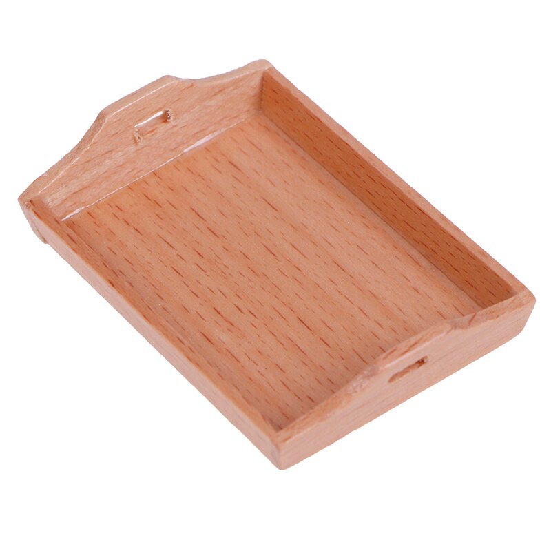 1/12 Dollhouse Miniature Wooden Plate Simulation Tray Model for Doll House Decor