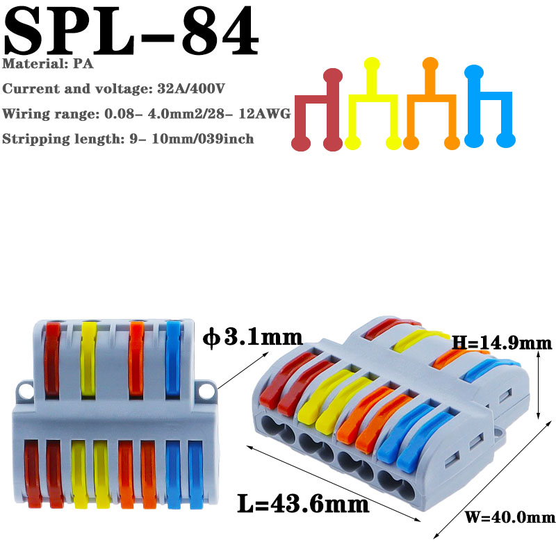 1 in multiple out Quick Wiring Connector Universal Splitter wiring cable Push-in Can Combined Butt Home Terminal Block SPL 222: Blue / Under 5Pcs