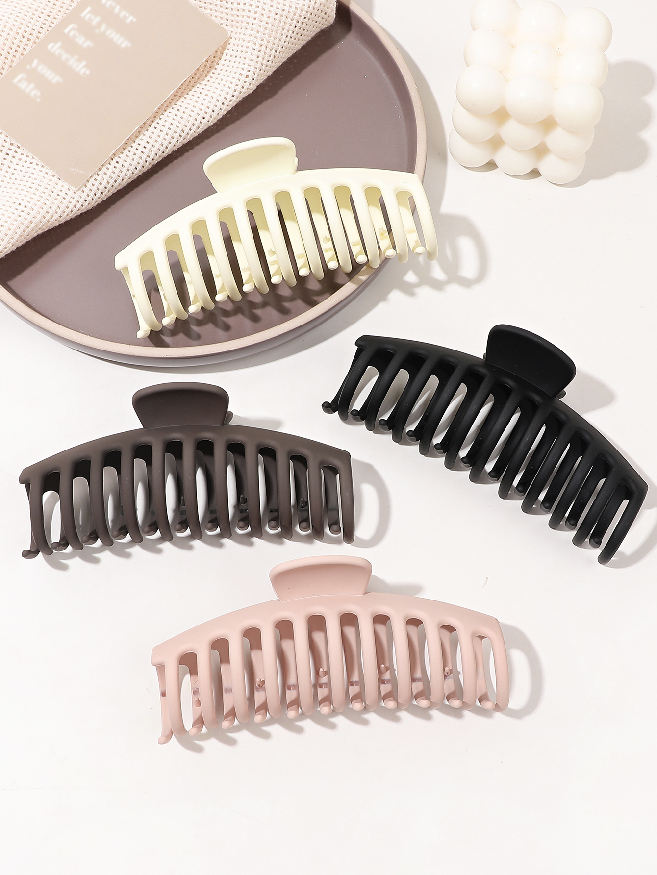 Pinzas de garra grandes para cabello grueso, pinzas para el cabello grandes para niñas, pinzas de garra mate, pinzas para el cabello neutras, paquete de 4