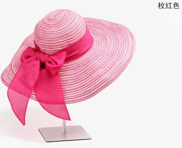 Koreansk stil kvinna solhatt för strandhatt med fjärilsbåge flytbar campinghatt för vandring: Vit