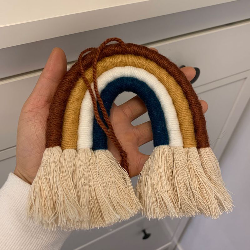 4 lager macrame regnbåge väggdekor för sovrum barnkammare baby barn rum färgglada gobeläng rep vävd tofs vägghängande leksaker