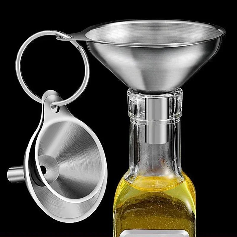 Juego de embudos de cocina de acero inoxidable, embudos metálicos de alimentaria para llenar botellas, embudos pequeños para especias de aceites esenciales, 3/5 Uds.