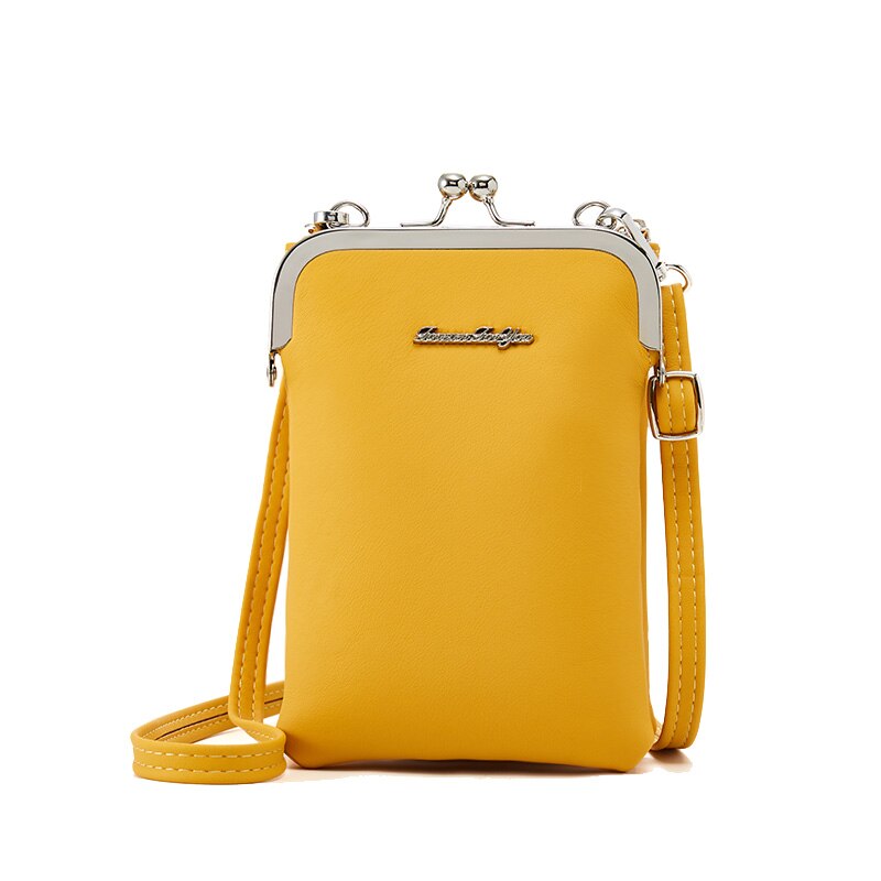 Colorful Small Cellphone Bag Female Daily Use Shoulder Bags Women Leather Mini Crossbody Messenger Bag Ladies Purse: Yellow