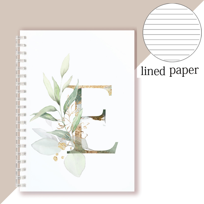 Lined Page Spiral Notebook Initial Alphabet Letters Note Book Writing Pads Majuscule Letter With Flower Personality Name: PURPLE
