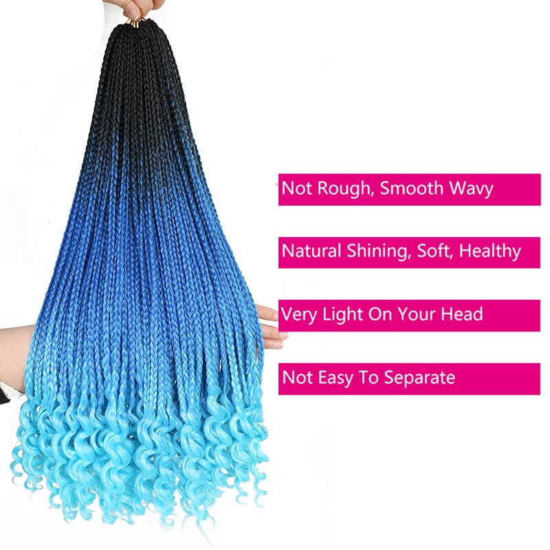 XCCOCO-caja de cabello de ganchillo de 24 pulgadas, trenzas con extremos rizados, cabello sintético degradado para trenza, 22 hebras, rizos, extensiones de cabello trenzado