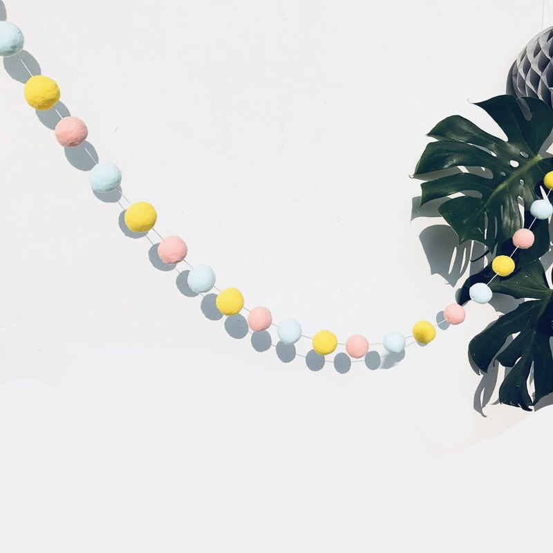 Imbaby Macaron Kleur Haar Bal Vilt Bal String Decoratie Babykamer Decoratie Beddengoed Bumpers Kids Party Vlaggen Kamer Decoratie: 5