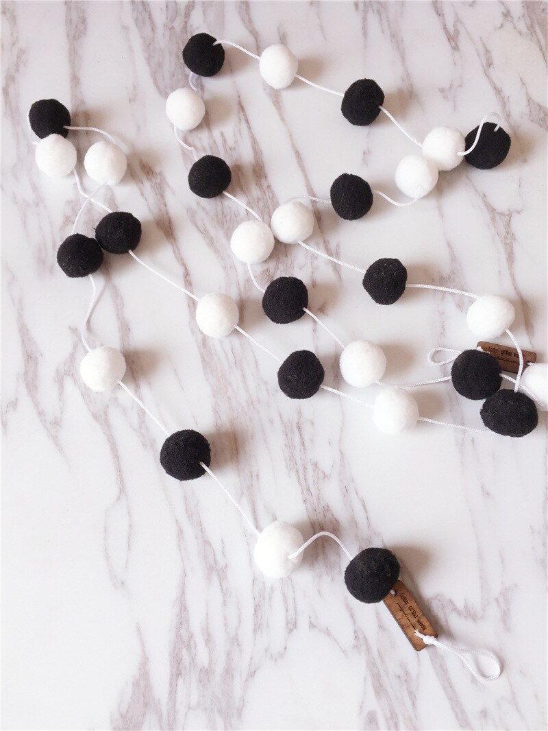 3m wollen bollen handgemaakte slaapkamerdecoratie muurdecoratie huisdecoratie ornament hangende babykamer pompom slinger decoratie kinderkamer kinderen: 06