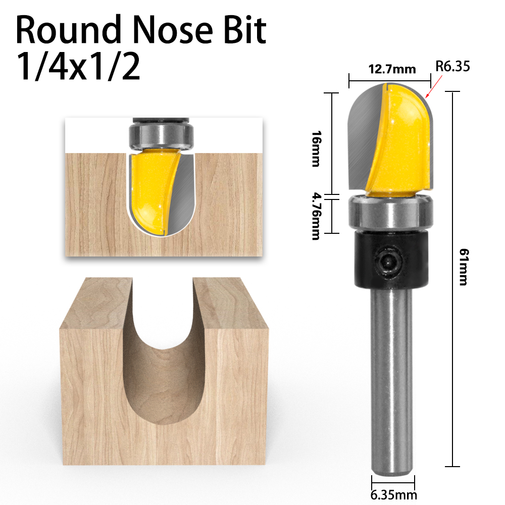 Milling Cutter Pattern Bit Flush Trim Bit Straight Bit with Bearing Hinge Mortising Router Bit Wood Trimmer Cutter LT097: 6.35mmX12.7XY-05