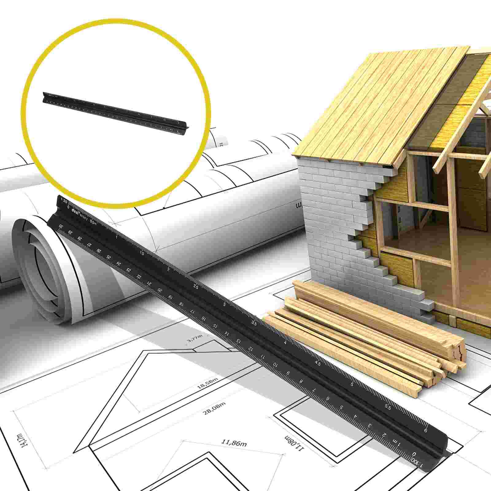 Aluminium Alloy Measuring Ruler Drawing Ruler Students Ruler for School: Black1