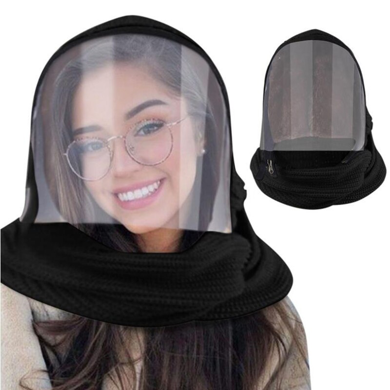 Mascarilla facial transparente con cremallera, máscara de invierno cálida
