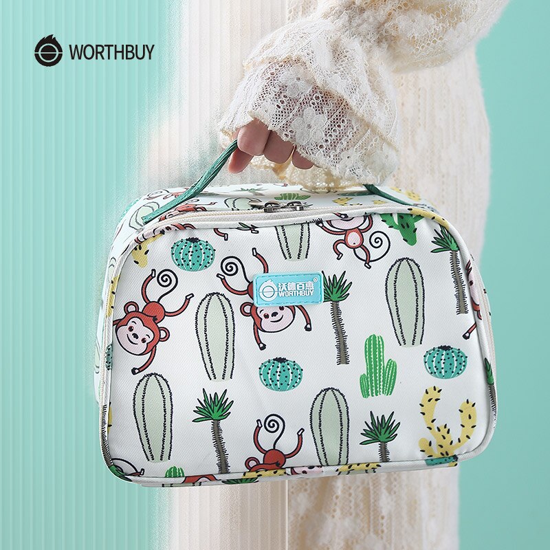 WORTHBUY Cute Monkey Lunch Bag Portable Thermal Lunch Box Bag For Woman Kids School Picnic Waterproof Oxford Food Container Bag