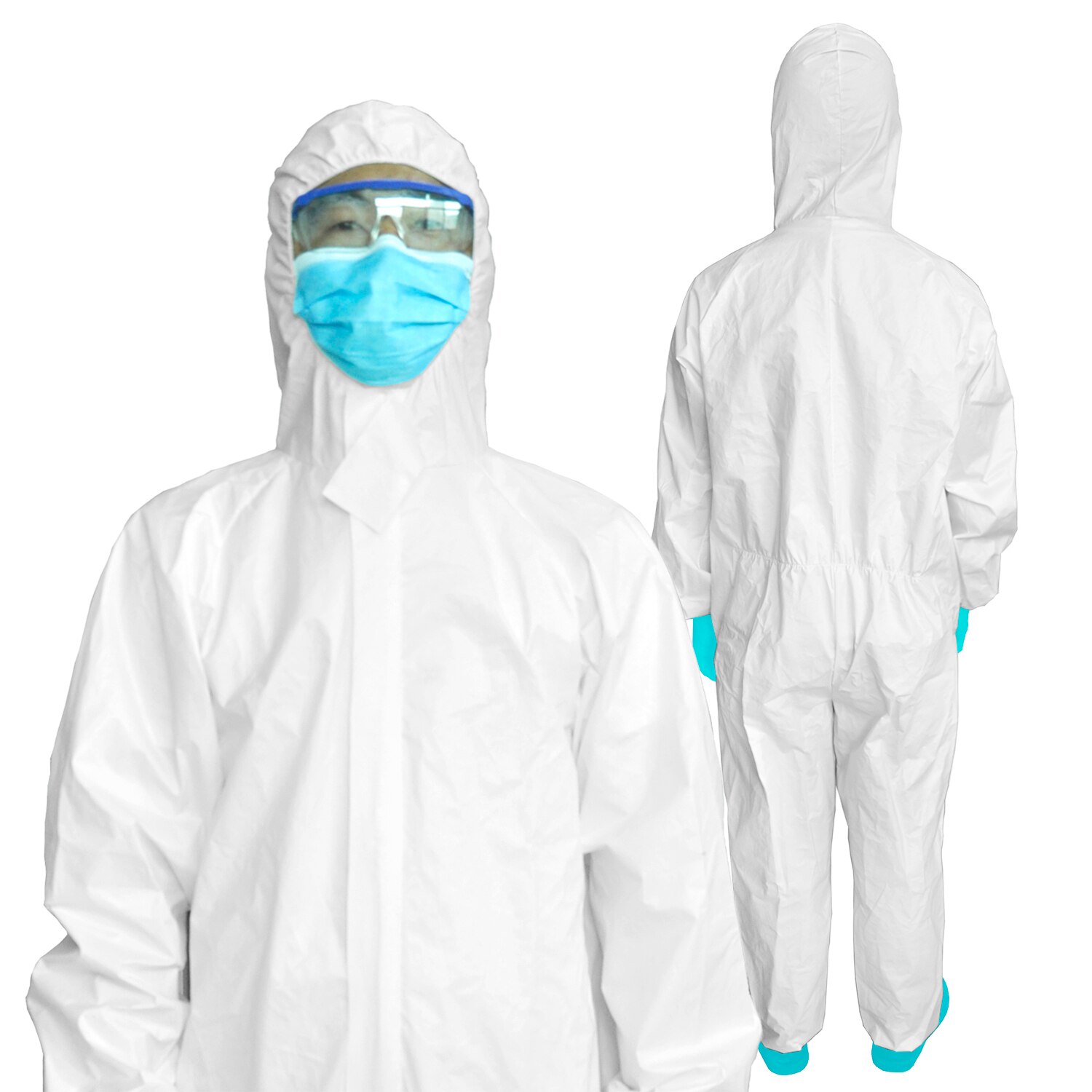Disposable Non-woven Full Body Protective Suit with Elastic Wrist Ankle and Hood Prevent Invasion of Virus