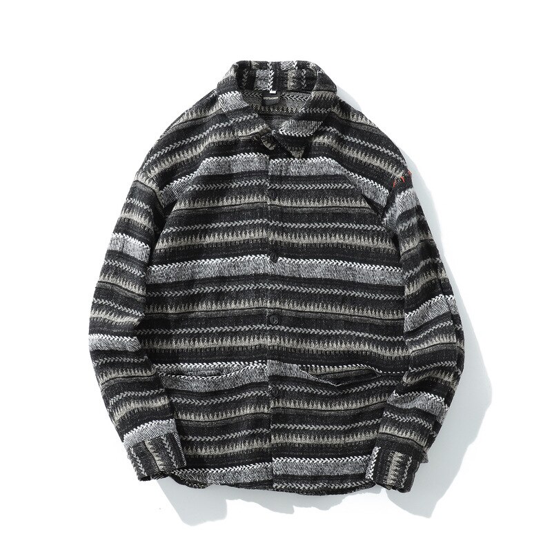 Chemise en laine géométrique hommes manches longues printemps tribu hommes chemise Streetwear vêtements
