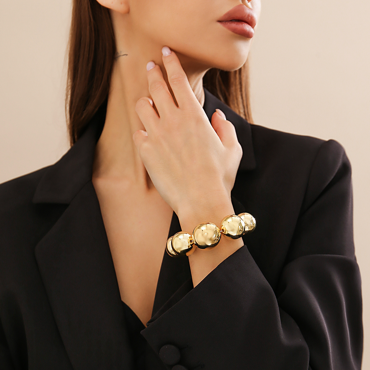 Collar de cadena de cuentas de bola grande CCB acrílico gótico exagerado para mujer, Gargantilla corta pesada Punk, joyería Grunge Steampunk para hombres