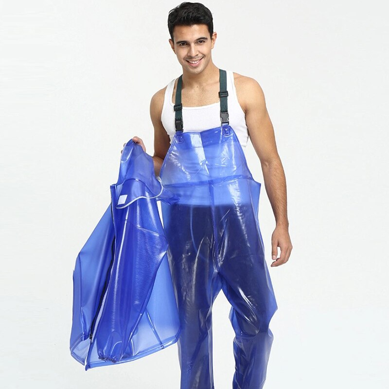 Men Rain Coat Jacket Waterproof Jumpsuit Transparent Impermeable PVC Thick Rain Pants Chubasquero Hombre Wet Weather Gear