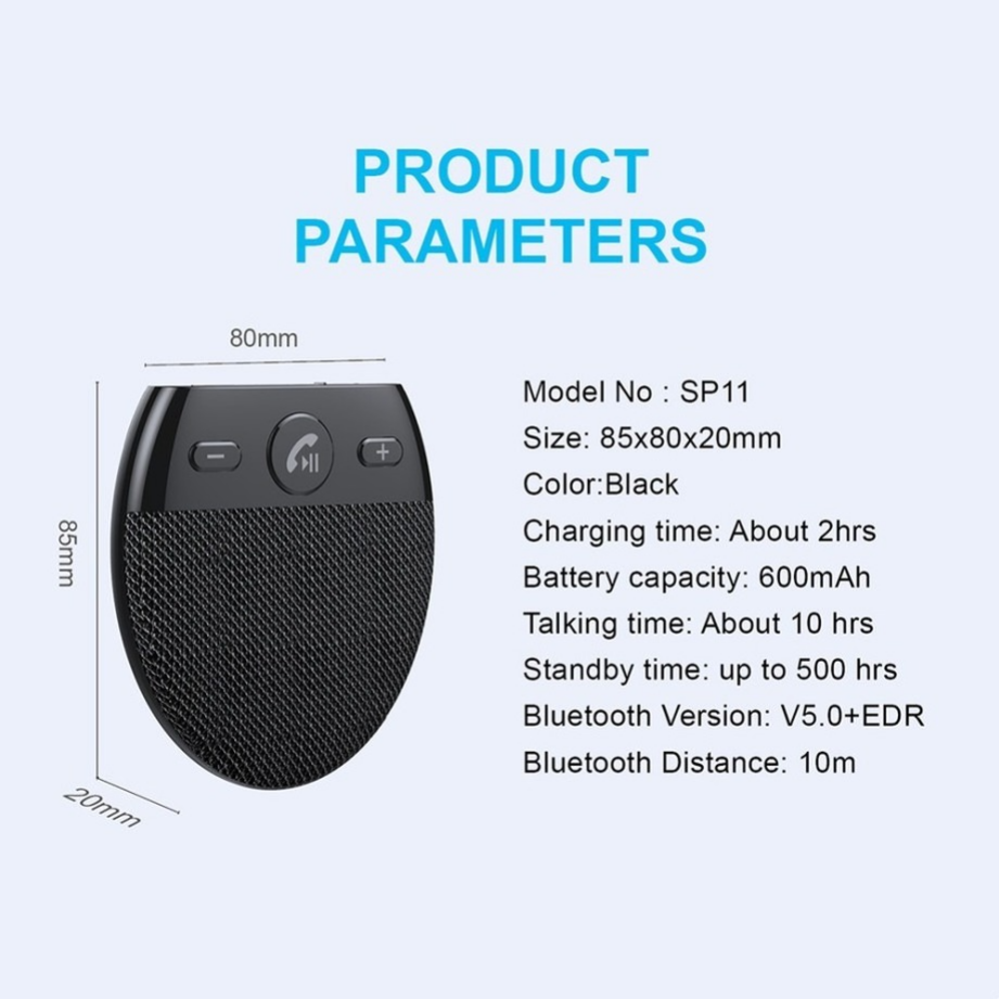 Wireless Bluetooth Car Speaker Handsfree Kit Hands-Free Blue-tooth Multipoint Speaker Phone Sun Visor Blue Tooth Car Accessories