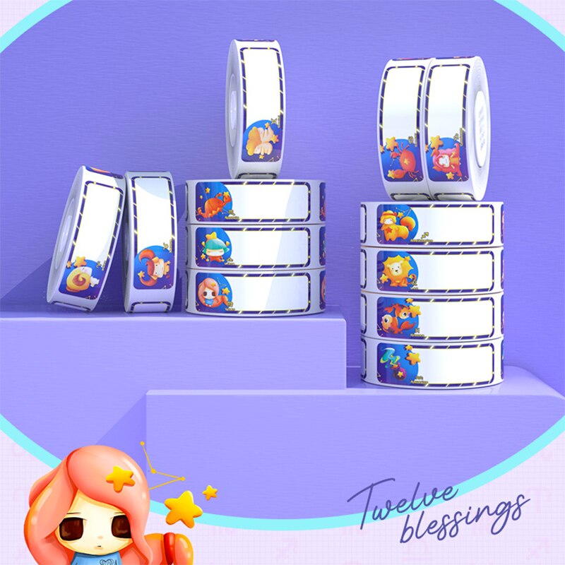 NIIMBOT D11 Thermal Label Paper 12 Constellation Name Sticker Waterproof Classified Storage Color Sticker Cosmetics Labels