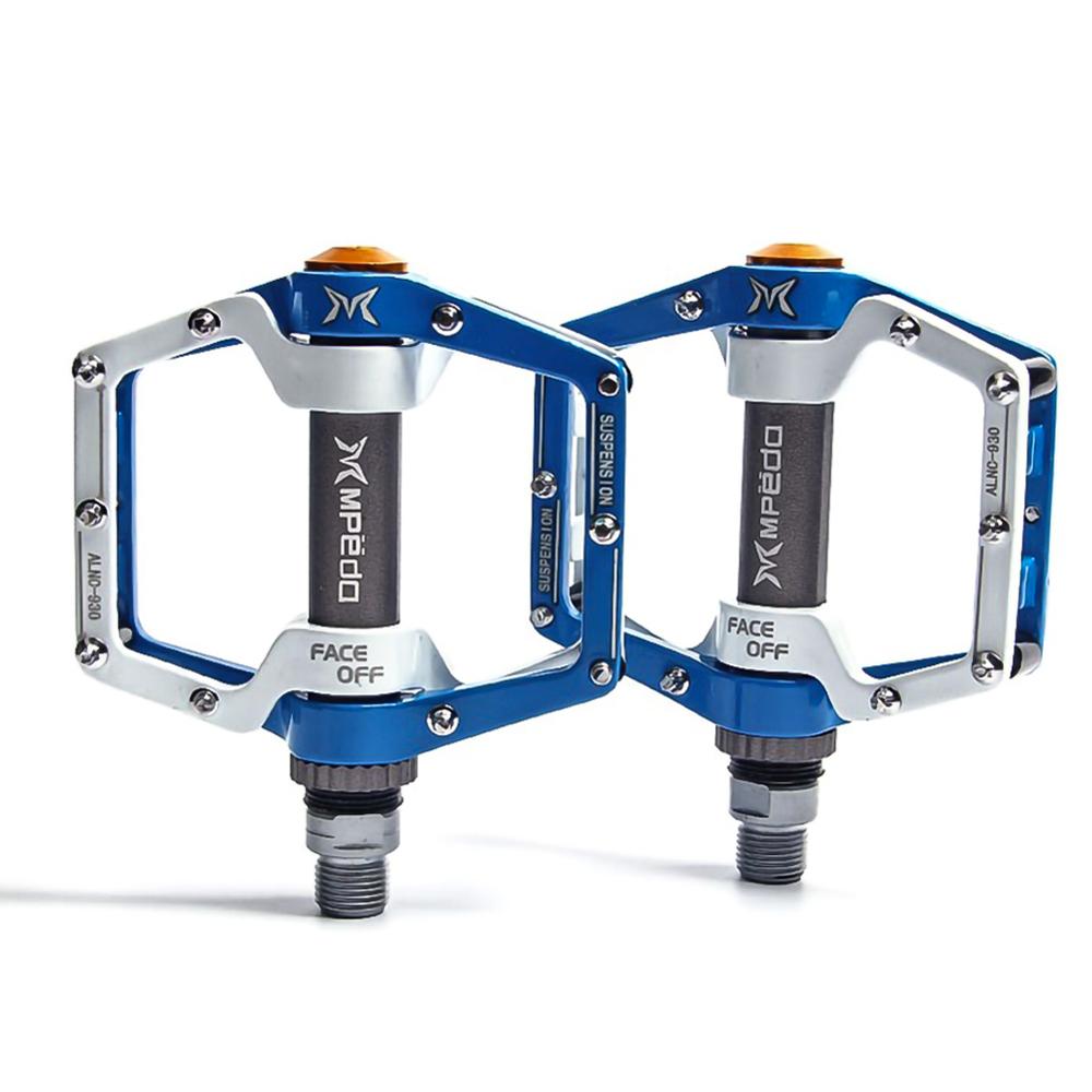 pedales planos de bicicleta MTB Road 2 rodamientos sellados pedales de bicicleta de montaña pedales de plataforma ancha accesorios de bicicleta: Azul
