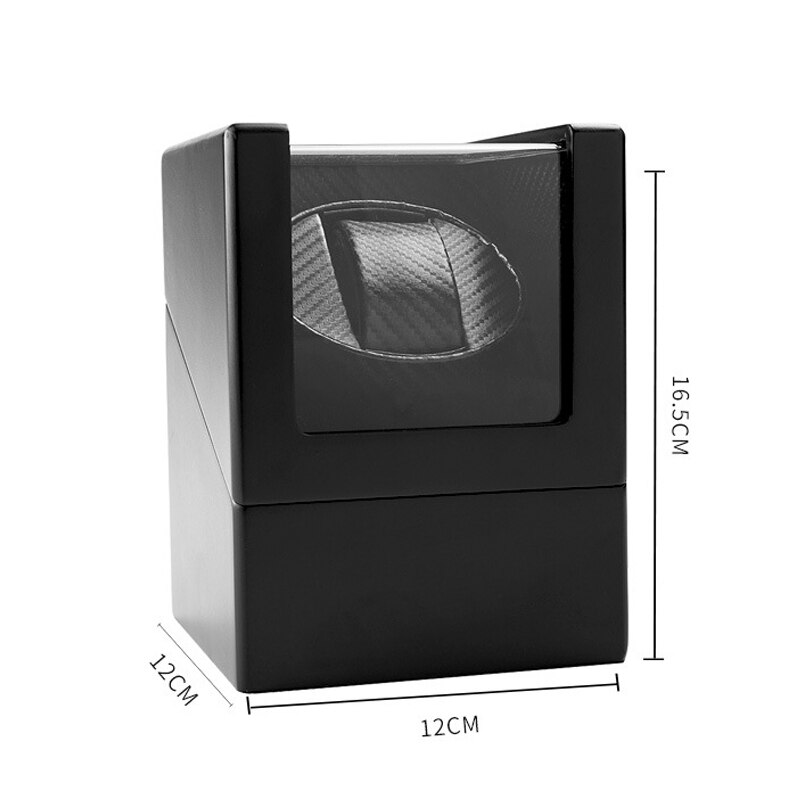 Mini 1 + 0 laca de madera Piano negro brillante fibra de carbono automático solo reloj bobinador caja Motor silencioso almacenamiento estuche de exposición Shake