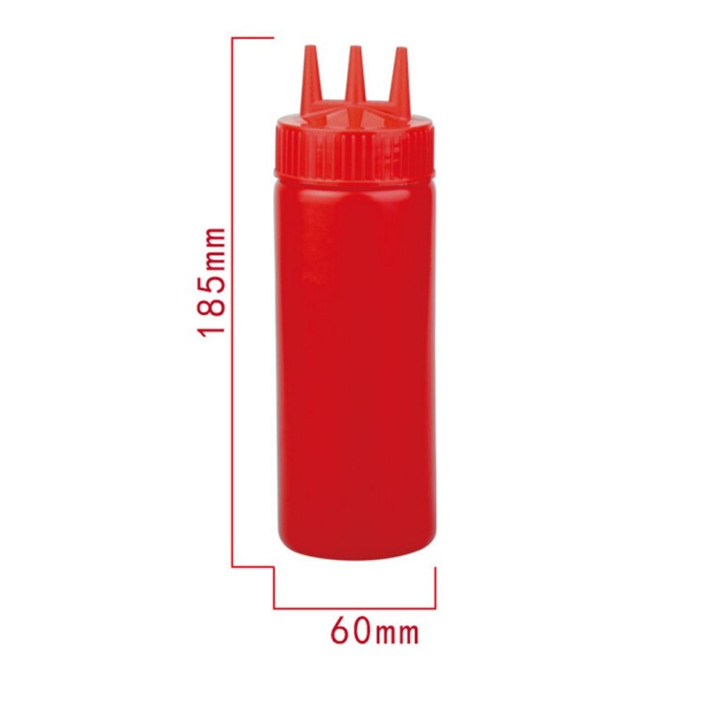 Plastic Sauce Squeeze Bottle With Three Holes Household Kitchen Tool Yellow White Red: SR