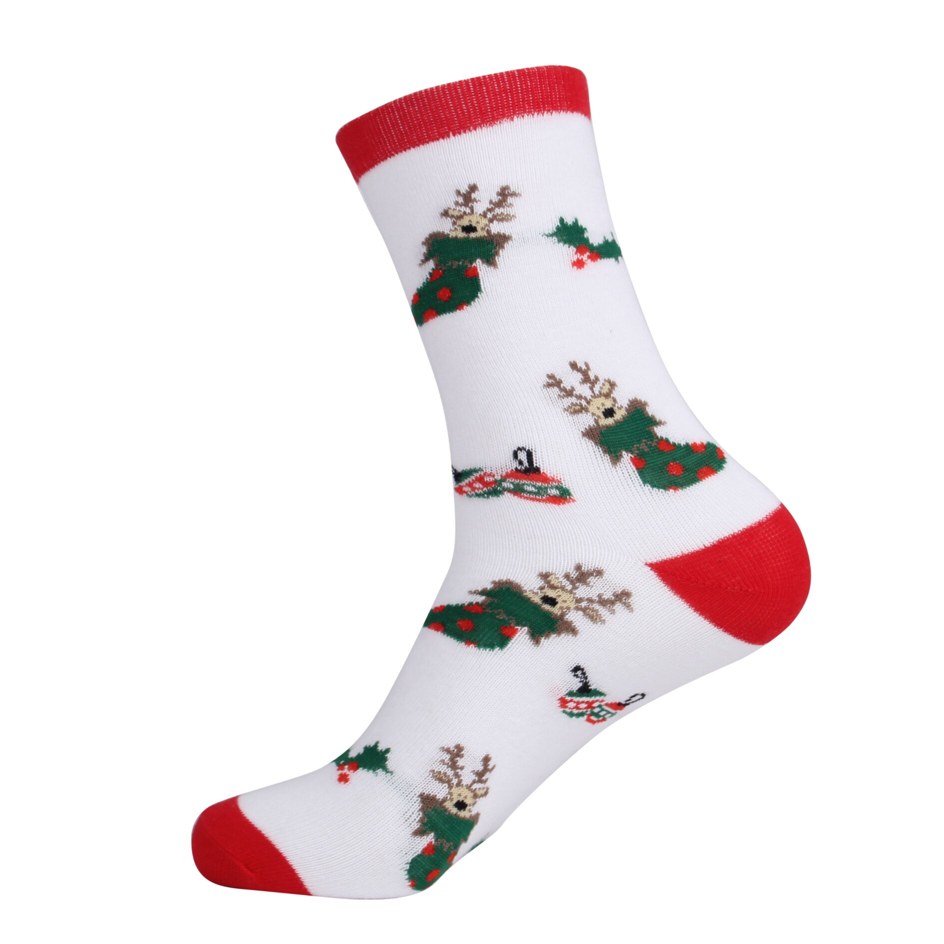 Autumn Winter Christmas Socks Christmas Tree Snow Elk Cotton Happy Socks PEONFLY Men Year Santa Claus: J