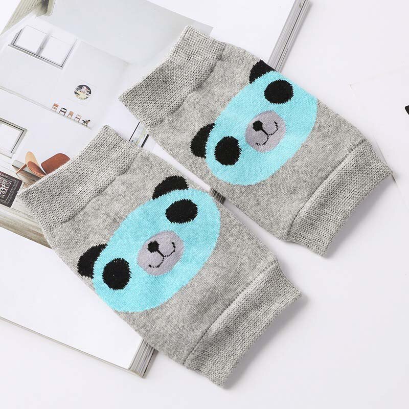 Algodón mujeres señoras tejer calentadores de pierna patrón Panda lindo encantador Protector de rodilla FS0437: grey