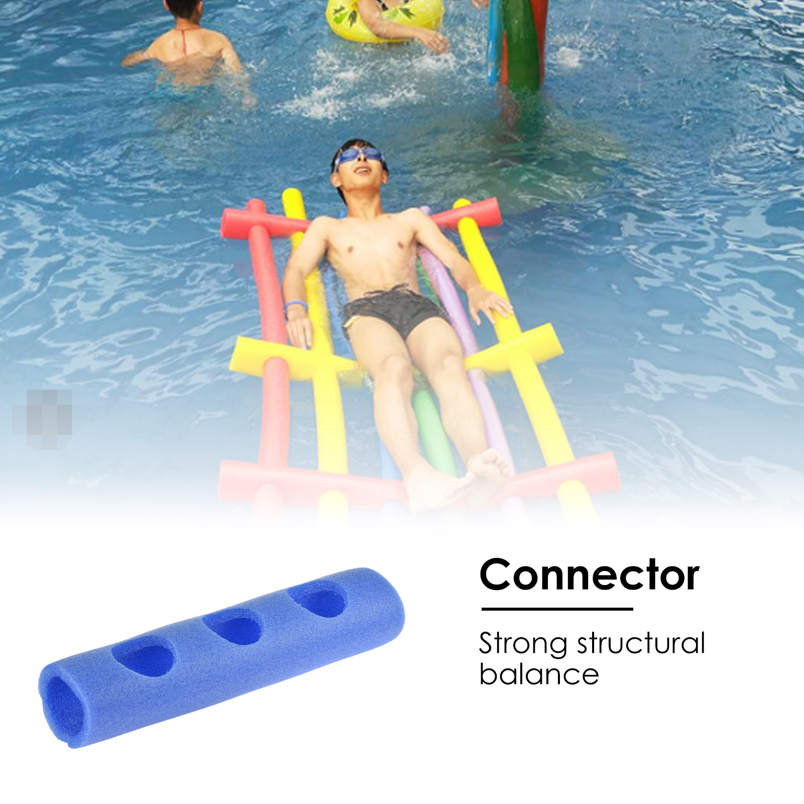 Conector de fideos agujereados cruzados para piscina, accesorio para piscina, Ayuda de entrenamiento, azul