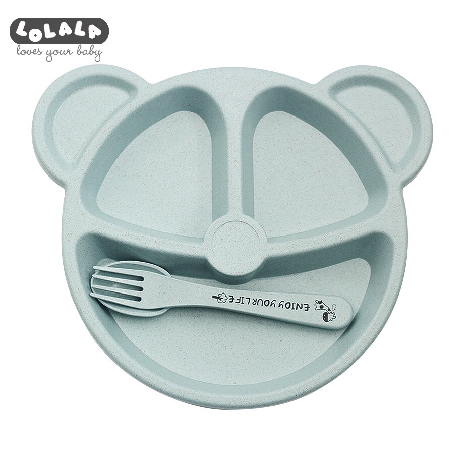 3- pièces/ensemble de nourriture pour bébé nourriture nourriture couverte cuillère cuillère fourchette bébé ours manger plat résistant à la chaleur formation d'assiette