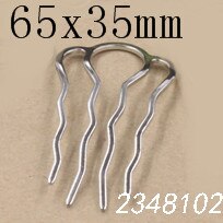 5 pz/lotto Retro 4 Denti del Pettine Dei Capelli Accessori In Argento di Colore Della Forcella Dei Capelli di Usura Dell'annata Barrette Risultati Dei Monili: White K 65x35mm