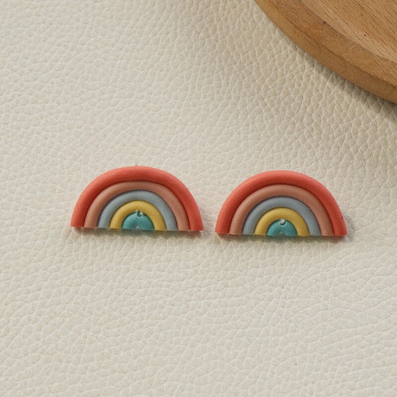 AOMU Ethnic Boho Gradient Ceramic Clay Rainbow Color Arched Colorful Line Handmade Long Dangle Earrings for Women Jewelry: 14