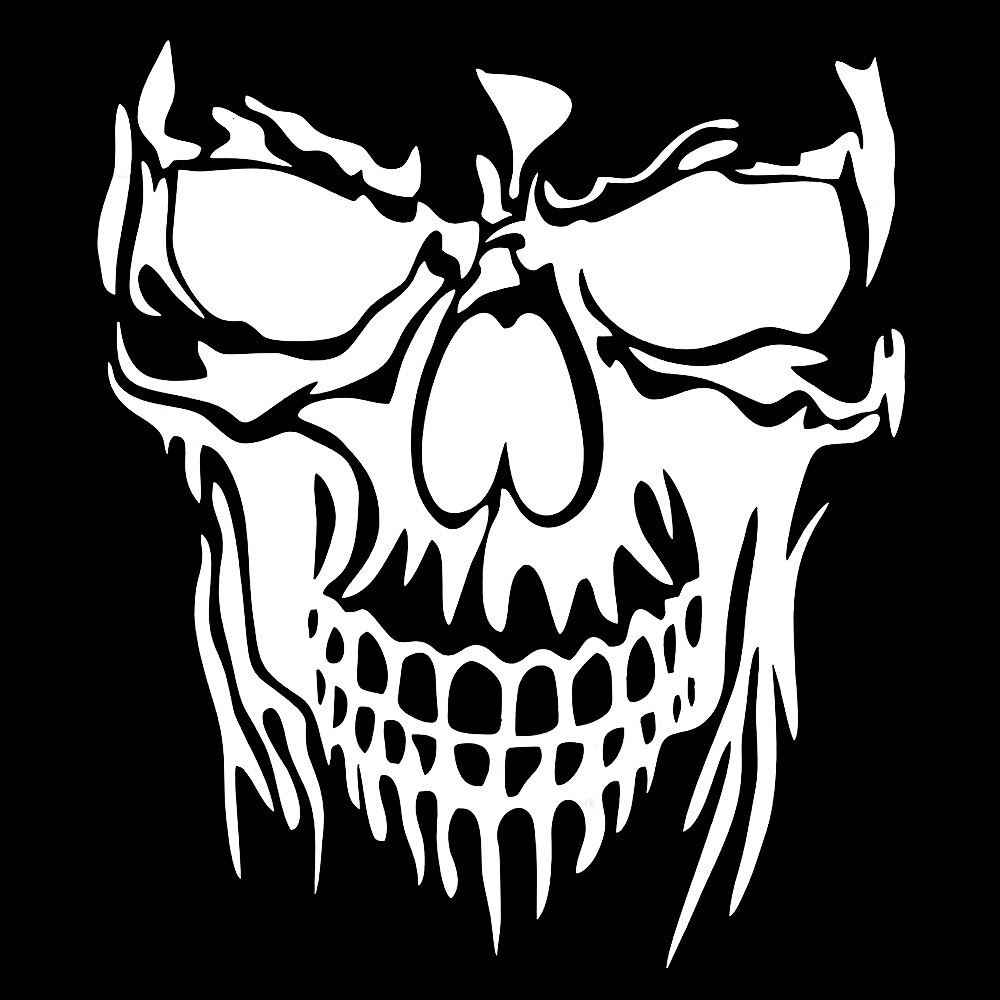 DSYCAR 1Pcs Skull Decal Horrific Skeleton Vinyl Car Hood Window Stickers Vehicle Styling Removable Waterproof Sticker Reflective: White / M