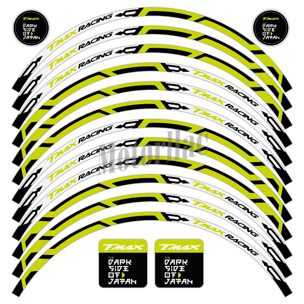 Para TMAX 500 530 560 tmax 2023 pegatina reflectante para llanta de motocicleta calcomanía Scooter raya cinta accesorios impermeable: Verde militar